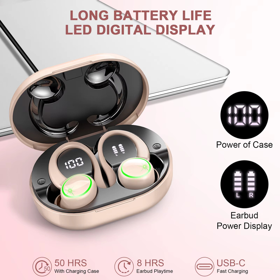 Kuizil Kabellose Sport-Ohrhörer in Pink mit Bluetooth 5.3, 4 ENC-Mikrofon zur Geräuschunterdrückung und IP7-Wasserdichtigkeit als In-Ear-Headset - Bild 3