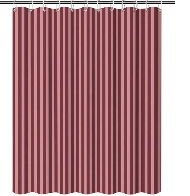 Dai Jiaochuan Duschvorhang mit vertikalen Streifen in Cabernet und Aprikose, wasserdicht und schimmelresistent, Polyester, B: 120 cm, H: 200 cm - Bild 1
