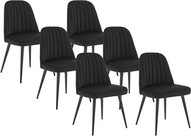 Vente-unique Stuhl Eleana in Schwarz aus Samt mit Metallgestell, Breite: 49 cm, Tiefe: 49 cm, Höhe: 49 cm - Bild 1