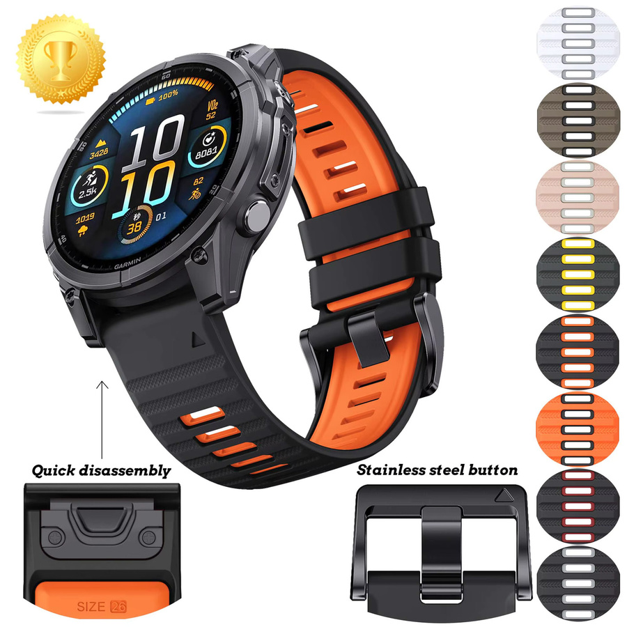 Runcool Uhrenarmband Silikon, 22/26 mm, Schwarz, Unisex - Bild 2