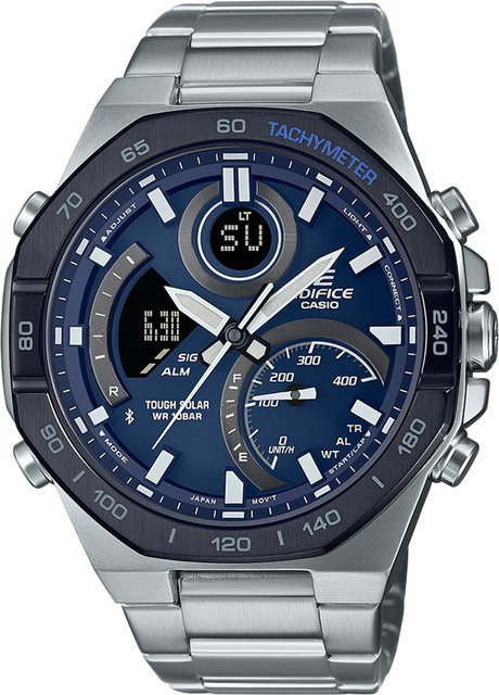 Casio Armbanduhr Edifice, Solar, Edelstahl, Blau, 48 mm, Herren - Bild 1
