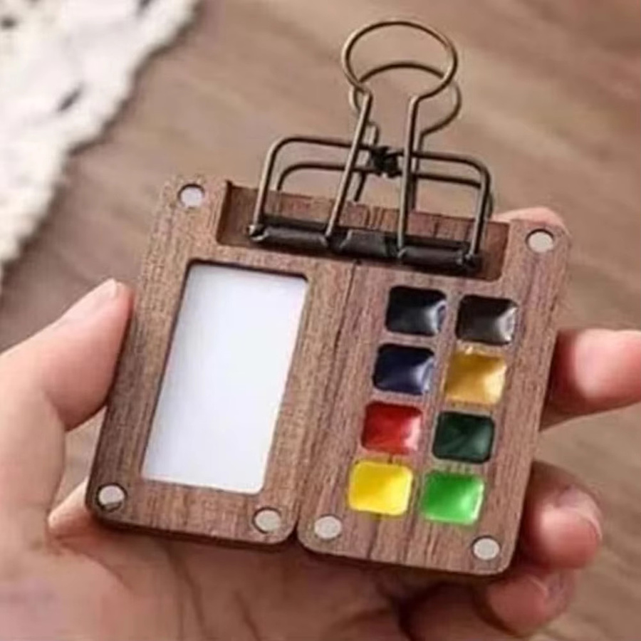 Tragbares Mini-Aquarellpaletten-Set mit Skizzenbuch und Binder-Clips in Multicolour für Künstler und Studenten - Bild 3