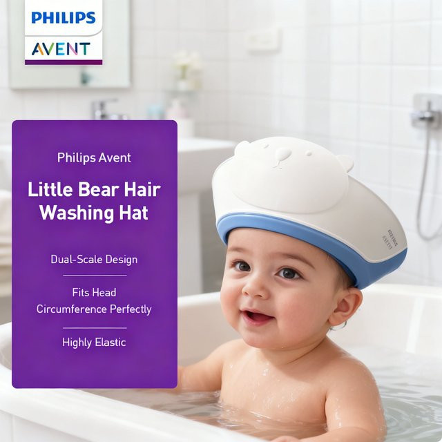 Philips Avent Baby-Duschhaube in Blau, wasserdichte Shampoo-Kappe für Kinder zum Schutz der Haare - Bild 1