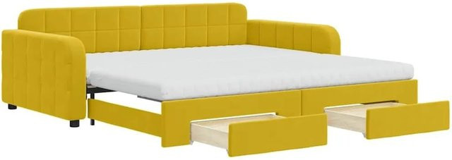 vidaXL Tagesbett ausziehbar mit Schubladen in Gelb aus Samt, B/T/H: 223 x 110 x 71 cm (100x200 cm Liegefläche) - Bild 1