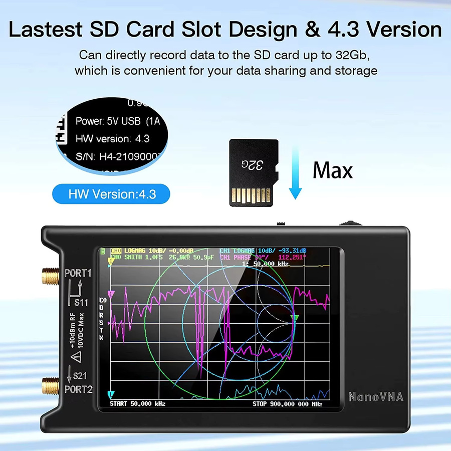 SeeSii NanoVNA-H4 Vektornetzwerkanalysator 4 Zoll, 10kHz-1,5GHz HF VHF UHF Antennenanalysator, Schwarz - Bild 4