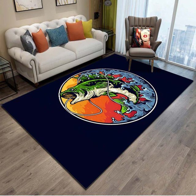 Bass-Pro-shops Bodenteppich mit geometrischem Design in modernem Stil, waschbar, Polyester, B/T: 60 x 40 cm - Bild 1