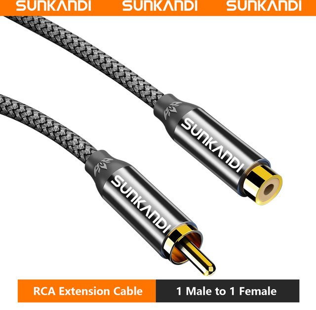 SUNKANDI RCA-Verlängerungskabel Stereo-Audio-Adapter Stecker auf Buchse in Grau - Bild 1