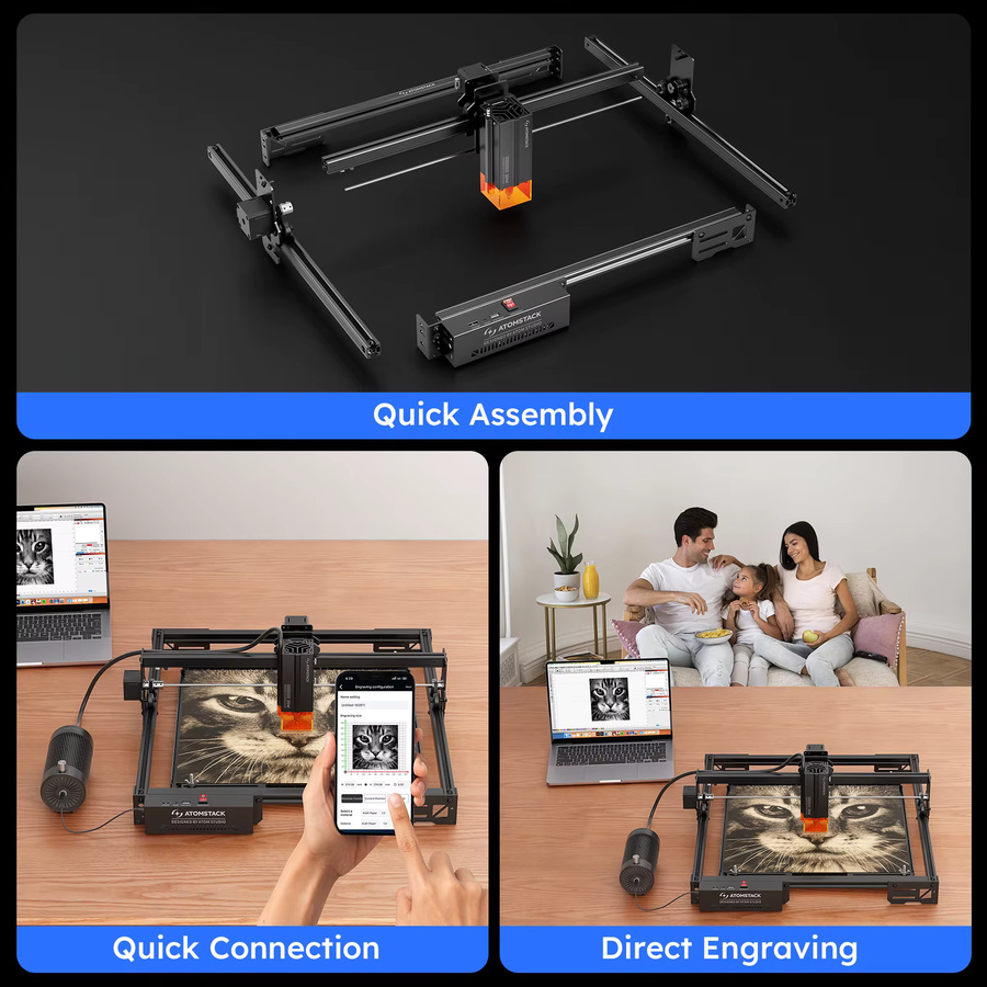 ATOMSTACK A20 PRO V2 Laser-Cutter und Graviermaschine mit 20W Leistung in Schwarz, Arbeitsbereich: 410 x 380 mm - Bild 5