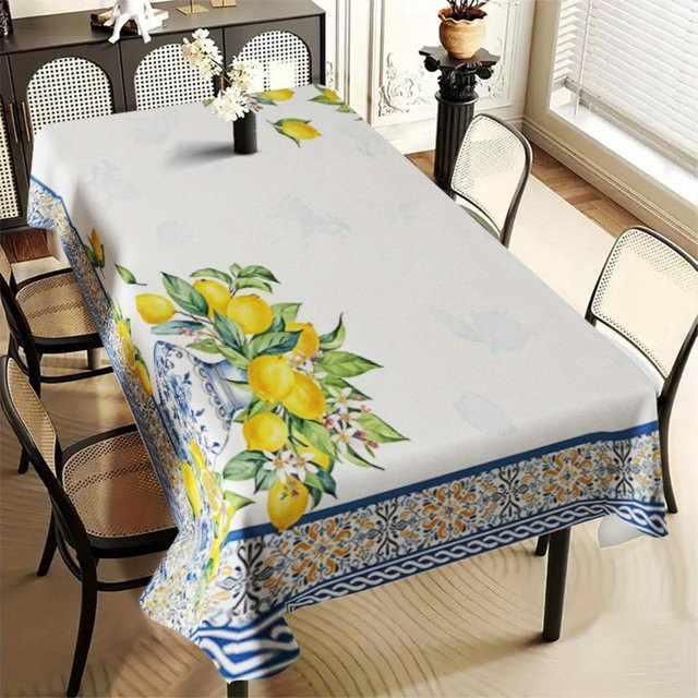 JMG Household Supplies Tischdecke mit Zitronen-Muster in Weiß, wasserabweisend und waschbar, B/T: 140 x 240 cm - Bild 1