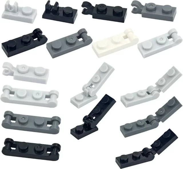 DUOP DIY-Baustein, dünner Ziegelclip, Montageplatte, 1 x 2 mit Griffen, Grau - Bild 1