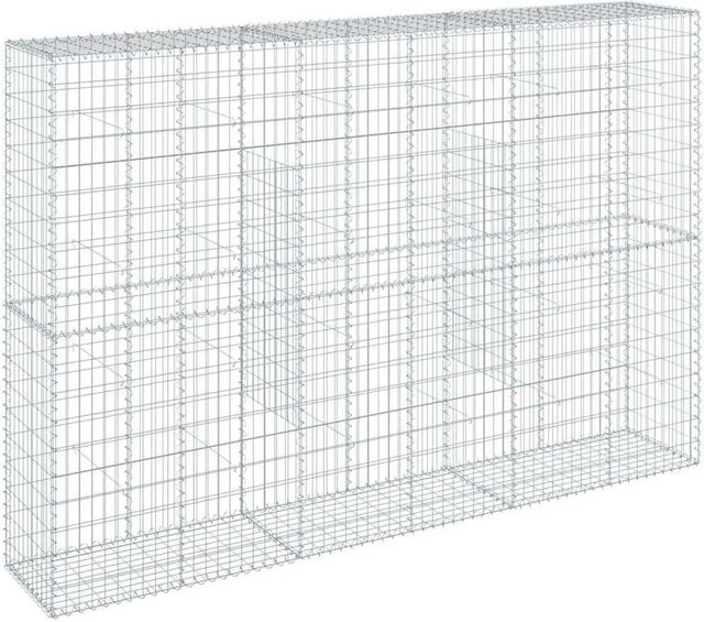 vidaXL Gabione mit Deckel aus verzinktem Eisen in Silber, B: 300 cm, T: 50 cm, H: 200 cm - Bild 1