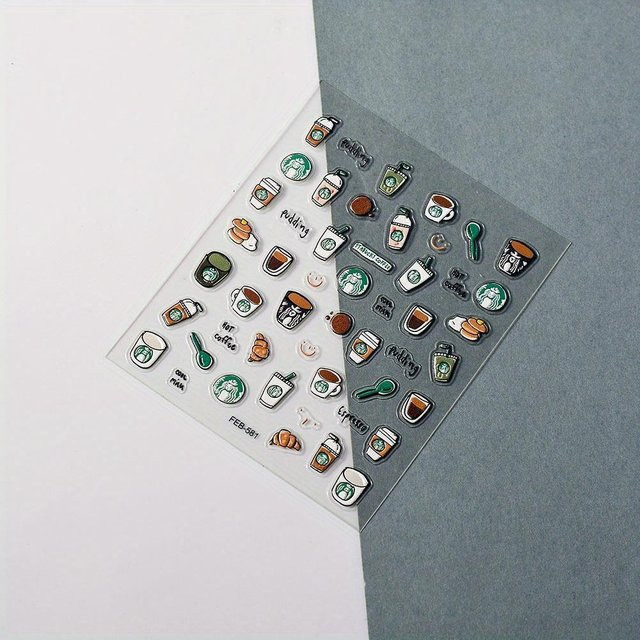 SZwatch Nail Art Sticker, 5D Roh Kokosnuss Latte Kaffee, gray - Bild 1