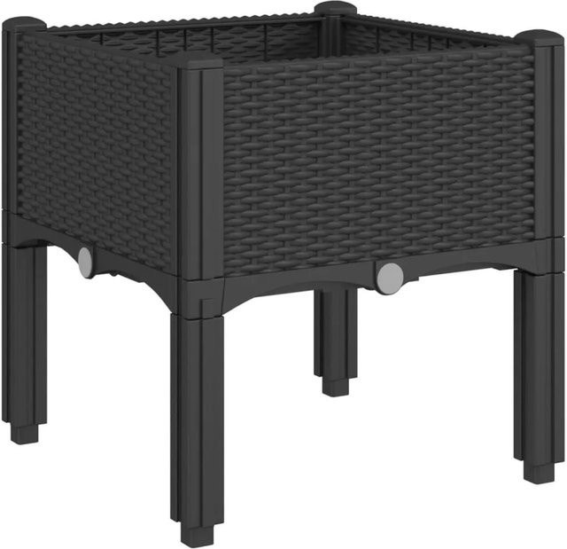 vidaXL Pflanzkasten mit Beinen in Schwarz in Rattan-Optik aus Polypropylen, B/T/H: 40 x 40 x 42 cm - Bild 1