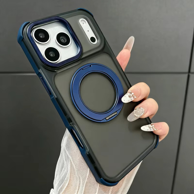 Transparente Armor-Standhülle mit MagSafe-Magnetfunktion für iPhone 11 bis iPhone 17 Pro Max in Orange - Bild 1