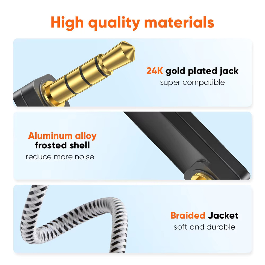 CableCreation Rechtwinkliges 3,5mm TRRS 4-poliges Audio-Verlängerungskabel mit Mikrofon, geflochtenes Aux-Kabel Stecker-Buchse zu Buchse-Stecker für Ohrhörer, Handy und PC - Bild 2