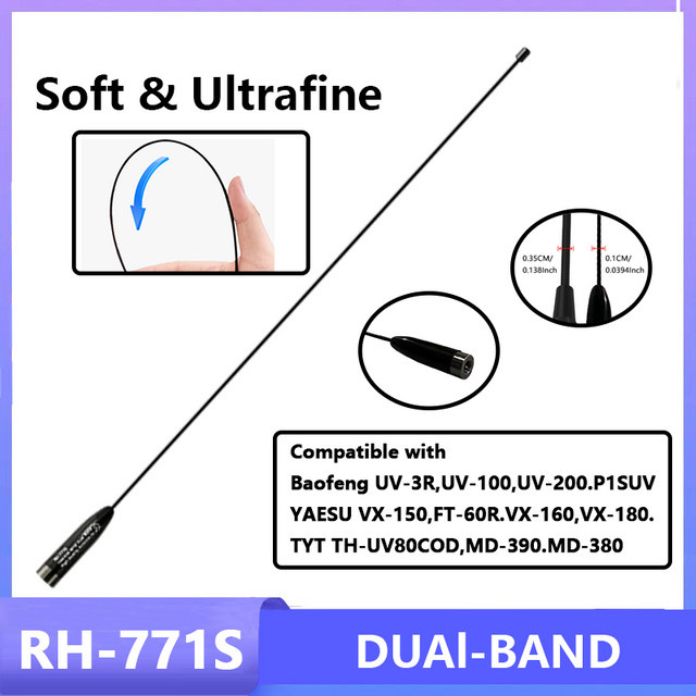 RONGYIN RH-771S Ultrafeine UHF/VHF Antenne 144/430 MHz mit SMA-Stecker in Schwarz für Zweiwegradios wie TH-UV8000D und PX-333 - Bild 1