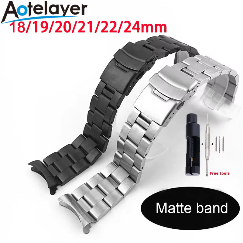 Aotelayer Uhrenarmband Edelstahl, gebogenes Ende, 20 mm, 22 mm - Bild 1