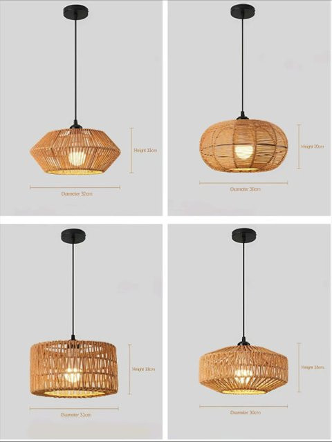 JOYINLED Rattan-Pendelleuchte im Retro-Design als dekorative Korblampe für ein pastorales Ambiente - Bild 1