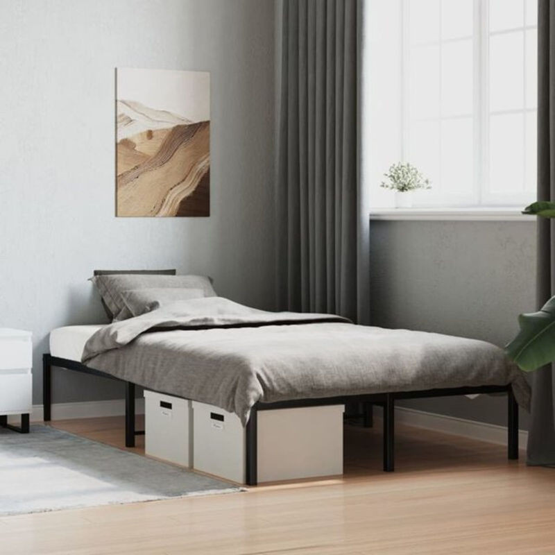 Vidaxl Metallbett aus Stahl in Schwarz, klassisch und minimalistisch, Breite: 120 cm, Länge: 190 cm - Bild 1