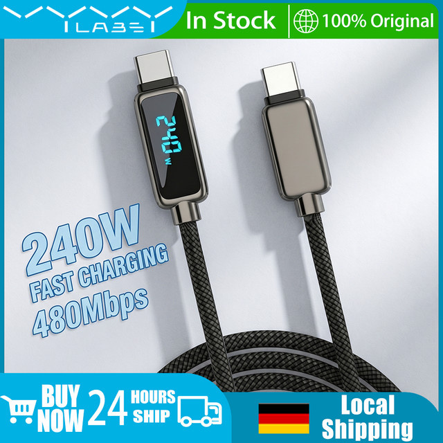 Vyvylabs 2er-Set USB-C zu USB-C Kabel mit 240W PD 3.1 Schnellladefunktion, robustes geflochtenes Typ-C Ladekabel für MacBook Pro, iPhone und Xiaomi Laptops - Bild 1
