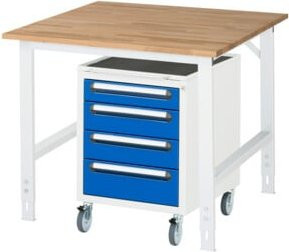 Rau Arbeitstisch Tom KM10 höhenverstellbar und rollbar, B/T/H: 100 x 100 x 76,0-108,0 cm, Grau-Weiß - Bild 1