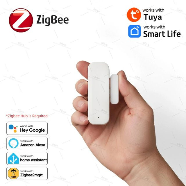 Gleco Tuya Zigbee Tür und Fenster Sensor in Weiß für Smart Home Sicherheit mit Alexa und Google Unterstützung - Bild 1