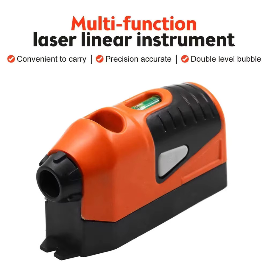 Mini Tragbare Laser-Wasserwaage mit vertikaler und horizontaler Linienprojektion in Orange - Bild 2