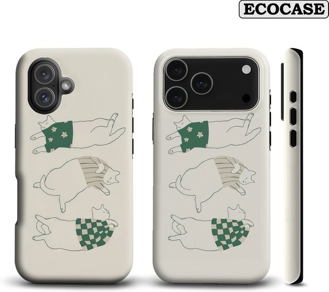 Handyhülle Lazy Cats in stilvollen Outfits für iPhone 17 16 15 14 13 12 11 Pro Max Plus mit doppelschichtiger Rückseite - Bild 1