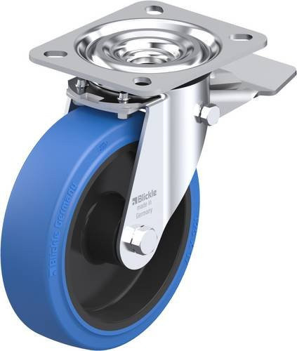 Blickle L-POEV 125XR-ST-SB Lenkrolle mit Feststeller in Schwarz-Blau aus Stahl mit 125 mm Rad-Durchmesser und 250 kg Tragfähigkeit - Bild 1