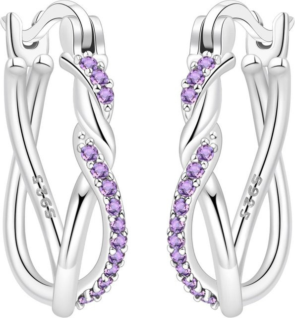 Orstarry Creolen, 925 Silber, Zirkonia, Damen, Lila - Bild 1