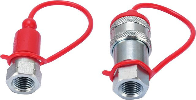 Qiilu 2-teiliges hydraulisches Schnellkupplungsset aus gehärtetem Stahl mit Staubkappen, 1/4 Zoll NPT, ISO7241-A - Bild 1