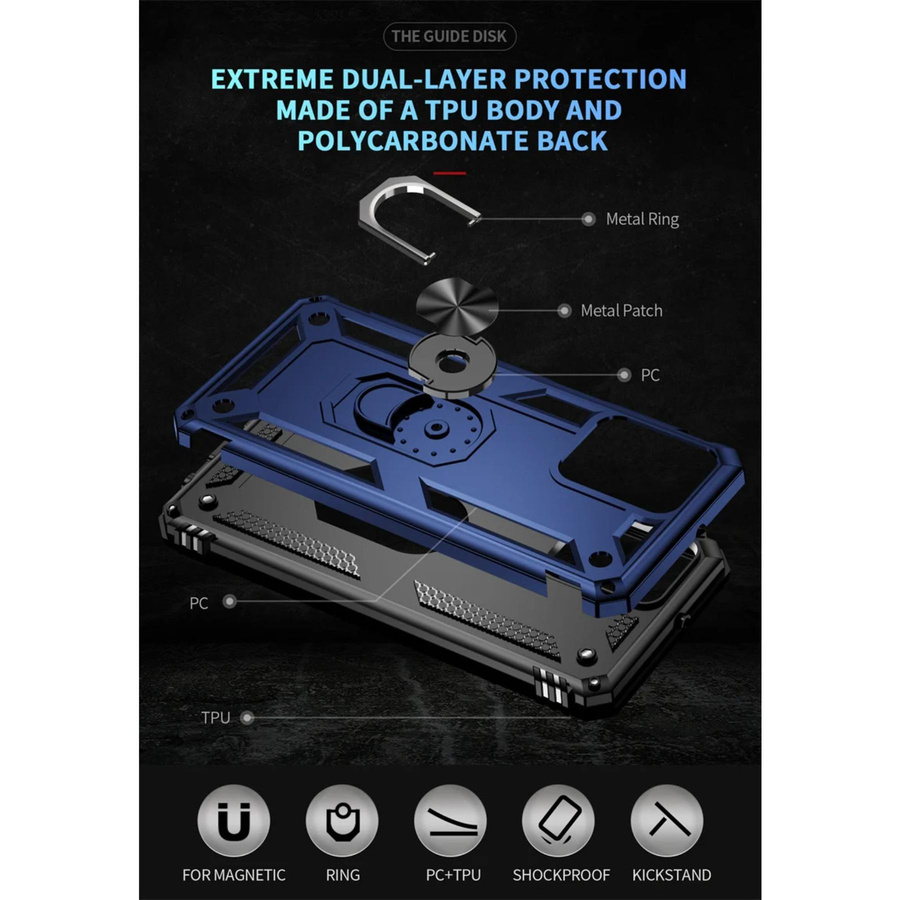 Stoßfeste Schutzhülle für Motorola Moto G54 5G mit magnetischem Metallring für die Autohalterung in Blau - Bild 1