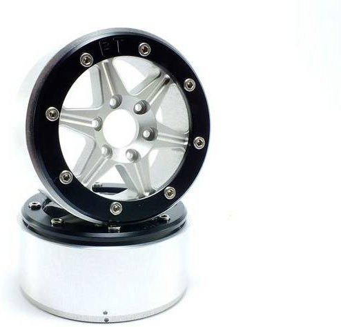 Metsafil 1:10 Crawler Felgen Sixstar aus Aluminium in Silber-Schwarz, 1 Paar - Bild 1