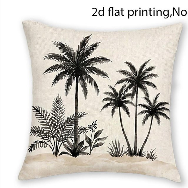 JMG Clothing Kissenbezug Boho Aquarell Tropische Palmen in Weiß und Beige, B/H: 50 x 50 cm - Bild 1