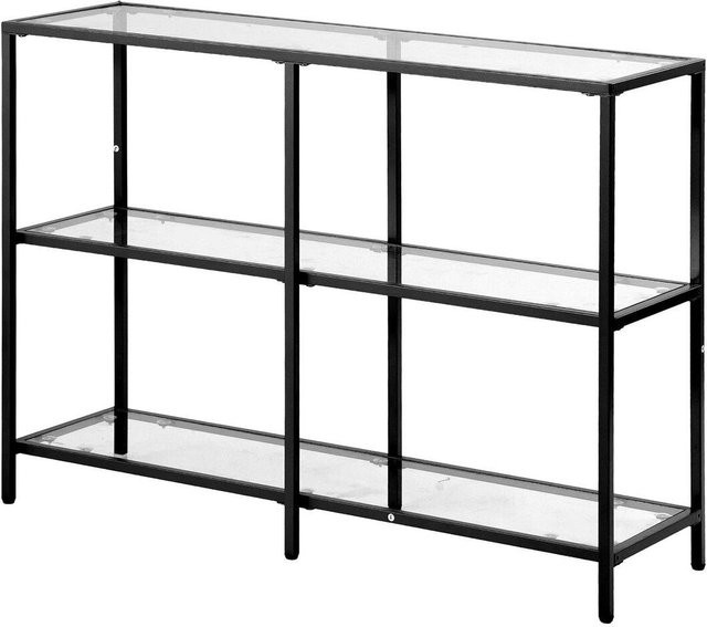 Buying Solutions MB 3-stöckiger Konsolentisch aus Glas und Eisenrohr in Schwarz und Gold, Rechteckig - Bild 1