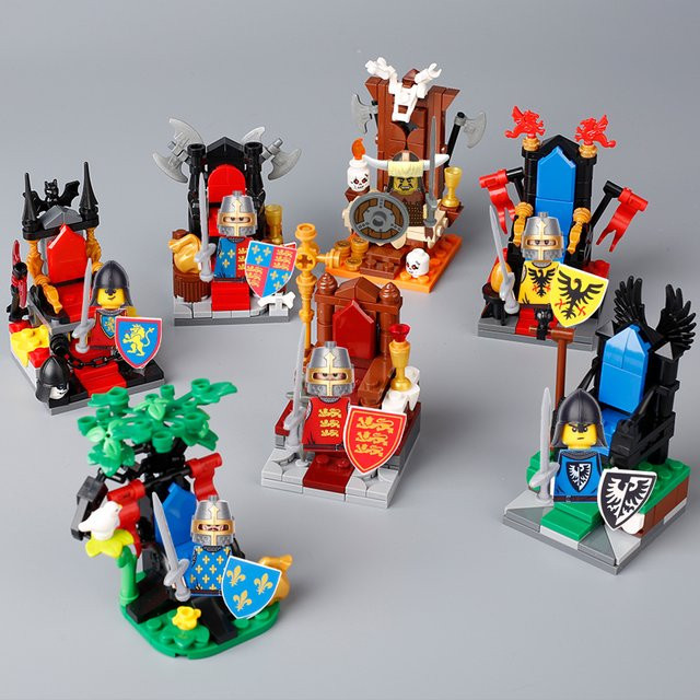 Mittelalterliche Burg Ritter Thron Figuren Bausteine, Bunt / Mehrfarbig - Bild 1