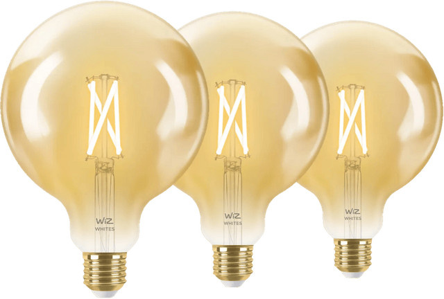 WiZ Smart Filamentlampe Globe XL Dreierpack - E27 LED Filamentlampe in Transparent mit CCT Warmweiß bis Kaltweiß - WLAN und Bluetooth - Bild 1