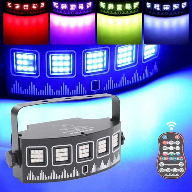 Bymaocar YSH601 DJ-Party-Licht mit Fernbedienung, schallgesteuertes RGB-LED-Strobe-Licht in Schwarz für Bühne und Bar - Bild 1