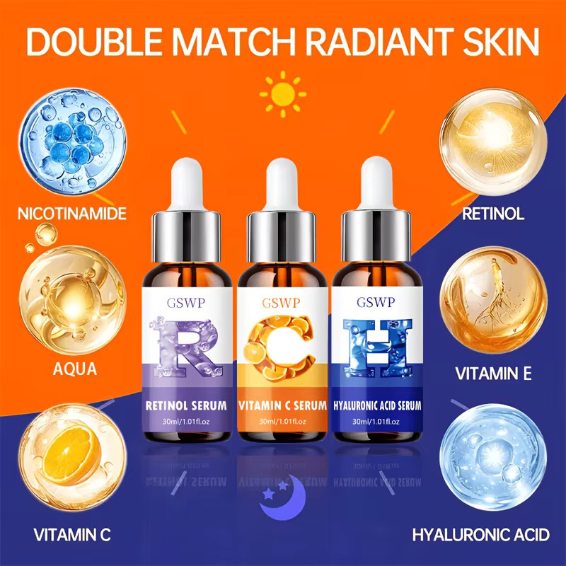 GSWP Tag & Nacht Feuchtigkeitsserum-Set, 90 ml, Retinol, Hyaluronsäure, Vitamin C - Bild 5