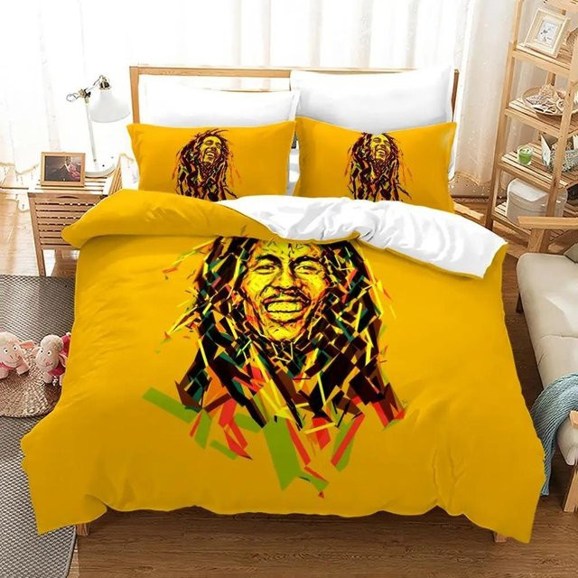 Bob Marley Bettwäsche-Set mit Grafikdesign, Gelb, B/H: 140 x 210 cm - Bild 1