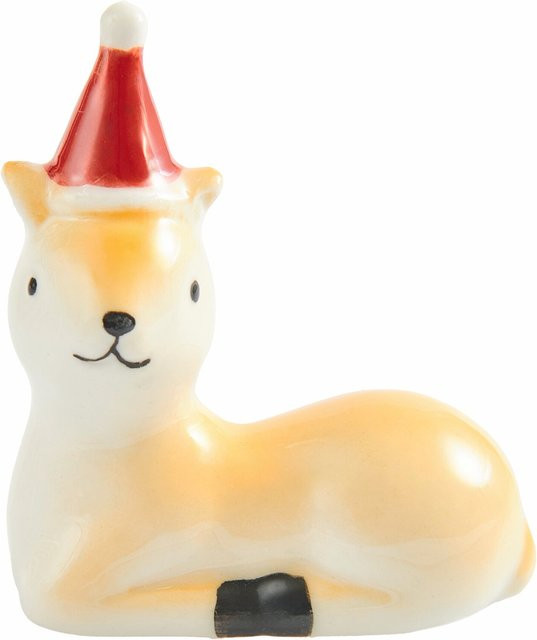 Rico Design Porzellan Reh mit Weihnachtsmütze in Hellbraun - Bild 1