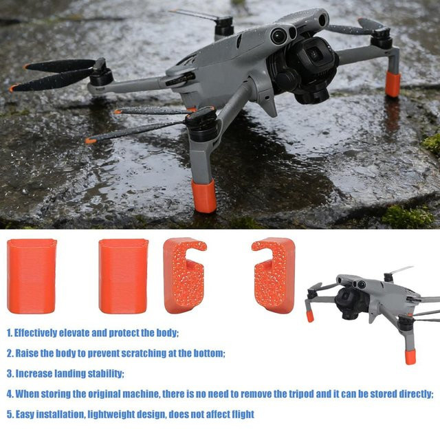 DJI Mini 5 Pro Zubehör: Höhenstehendes und faltbares Fahrwerk in Orange als Schutzhalterung und Drohnenständer - Bild 1