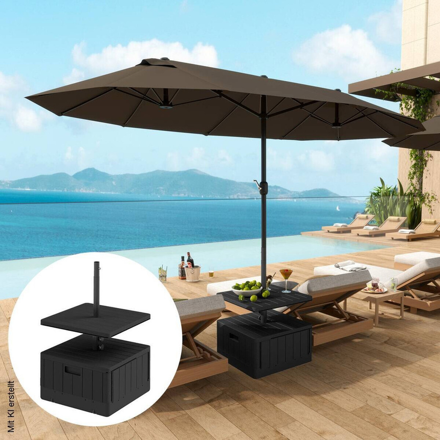 Outsunny Schirmständer aus Metall in Schwarz, B/H/L: 53 x 45 x 53 cm - Bild 2