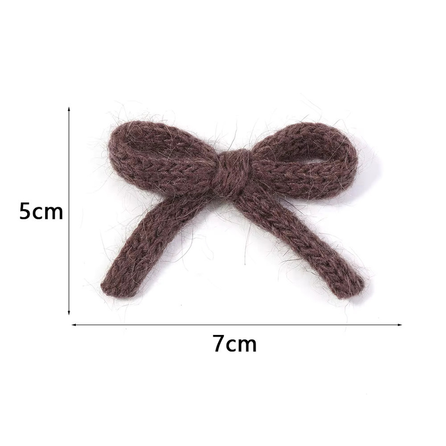 6er Set handgemachte Schleifen aus Baumwolle und Plüsch in Bunt, Gestrickte Blumen-Bowknots für Bastelarbeiten und Geschenke, B/H: 5 x 7 cm - Bild 3