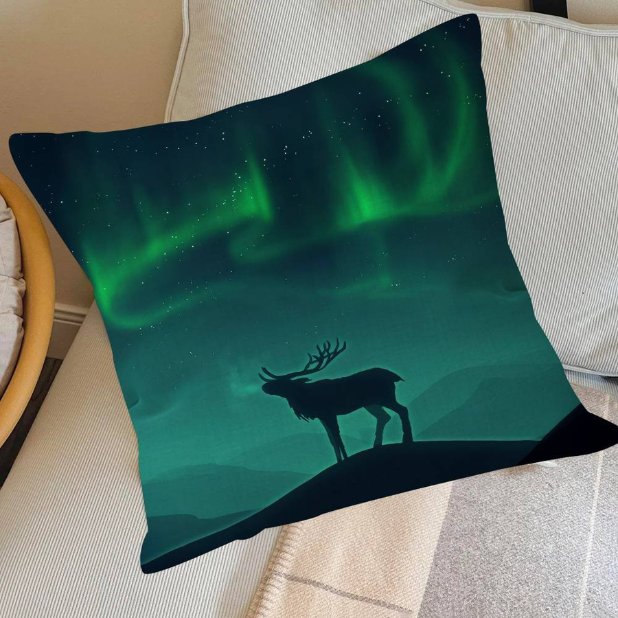 Dekorativer Kissenbezug mit Polarlichter-Motiv für dein Sofa und Wohnzimmer, B/B: 18 x 18 cm - Bild 2