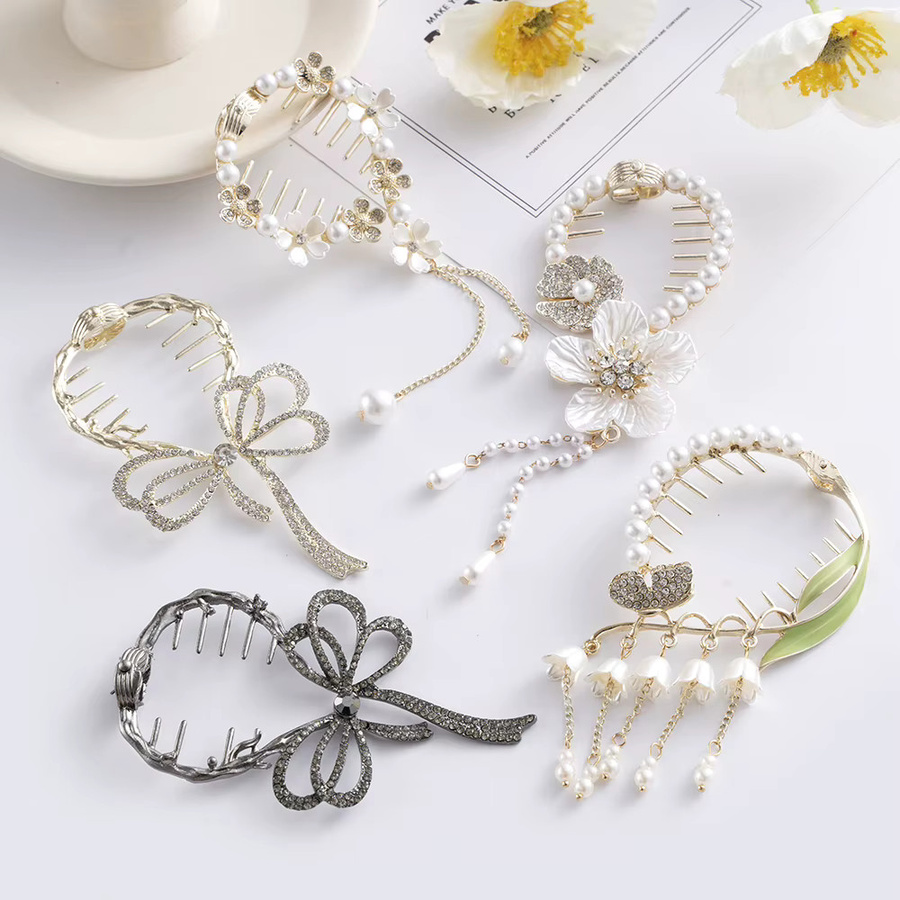 FORWOT Haarclip, Perle, Strass, Blume, Damen - Bild 2