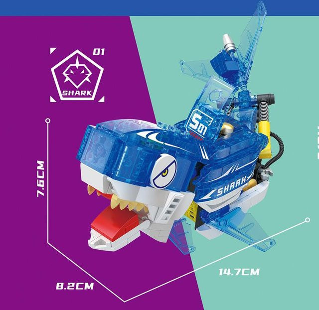 Yiran toy Bausteine Set Meeres-Thema Tintenfisch Hai Mobula Krabbe - Bild 1
