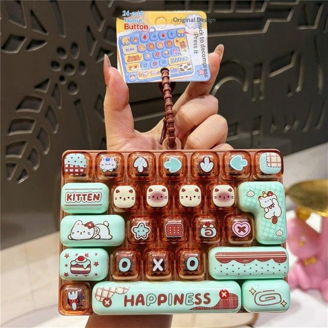 A Family Of Home Textiles Fidget-Knopf-Spielzeug, 26 Tasten, Wasserdichte Tasche Anhänger - Bild 1