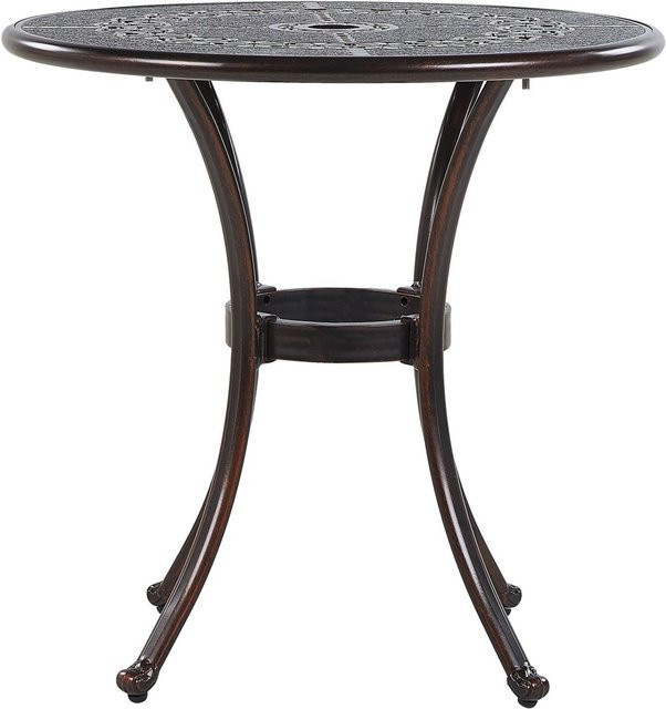 Beliani Gartentisch BOVINO in Braun aus Aluminium, rund, B/T/H: 65 x 65 x 61 cm - Bild 1