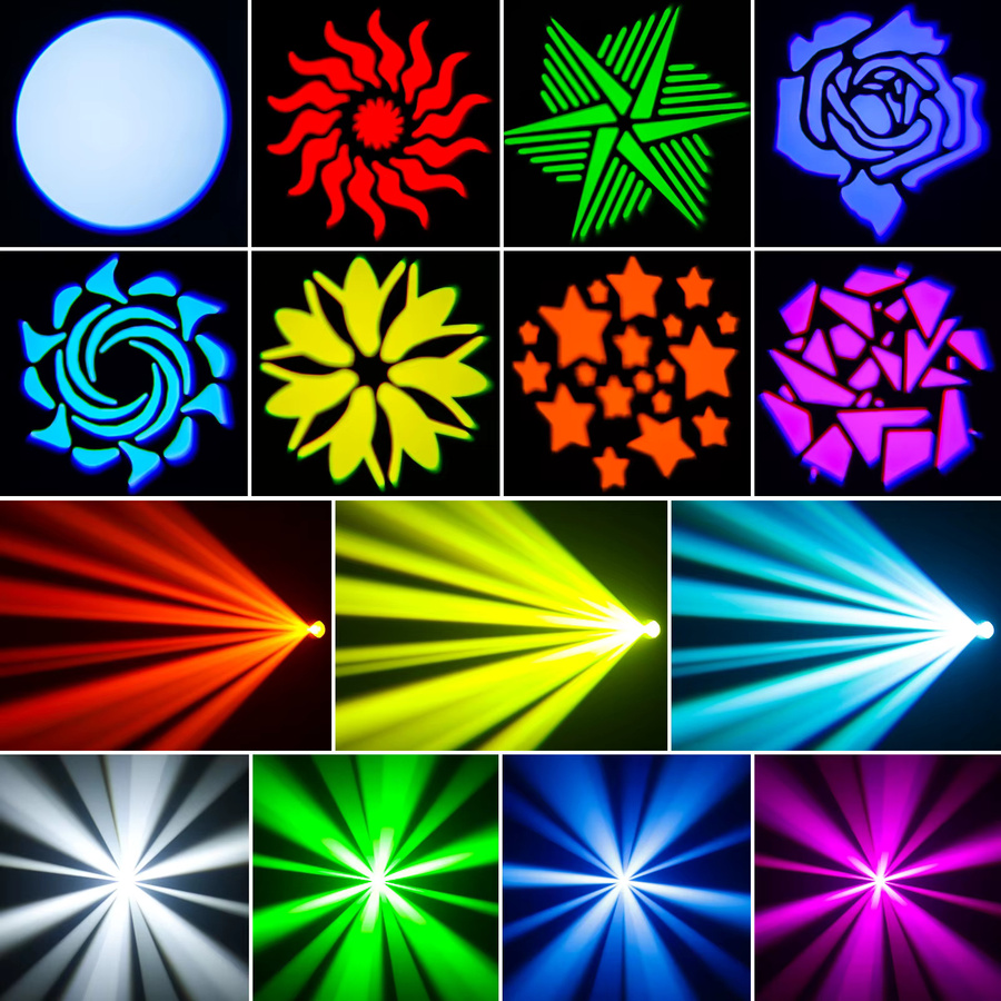 U'King LED Moving Head Mini Spot 120W mit Gobos, RGB-Effekten, Fernbedienung und DMX512, Schwarz - Bild 3